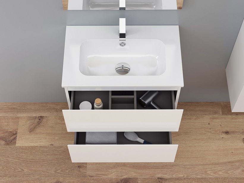 Marea Waschbeckenunterbau Br.60xTi.38 cm mit 2 Schubladen Weiß glänzend | IperCeramica Marea Waschbeckenunterbau Br.60xTi.38 cm mit 2 Schubladen Weiß glänzend | IperCeramica
