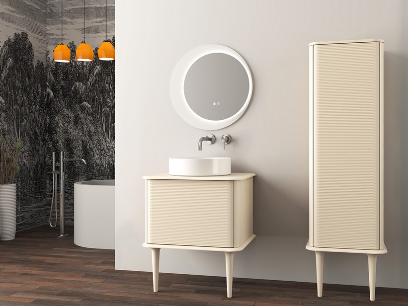 Standbadmöbel ATLAS L64 cm mit 1 Schublade und Platte - Ausführung Baumwolle matt | IperCeramica Standbadmöbel ATLAS L64 cm mit 1 Schublade und Platte - Ausführung Baumwolle matt | IperCeramica