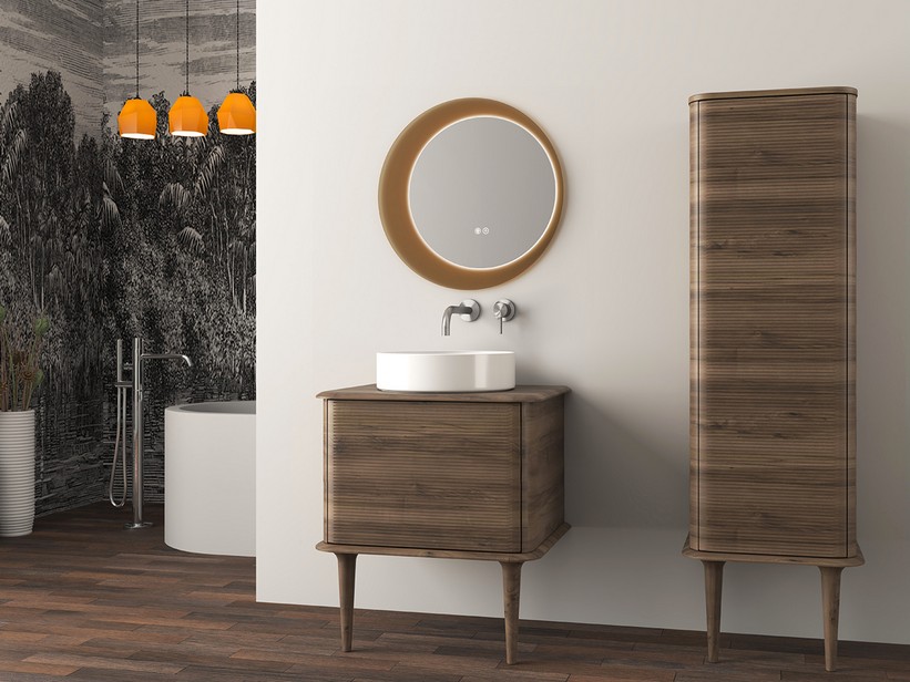 Standbadmöbel ATLAS L64 cm mit 1 Schublade und Platte - Ausführung Nuss matt | IperCeramica Standbadmöbel ATLAS L64 cm mit 1 Schublade und Platte - Ausführung Nuss matt | IperCeramica