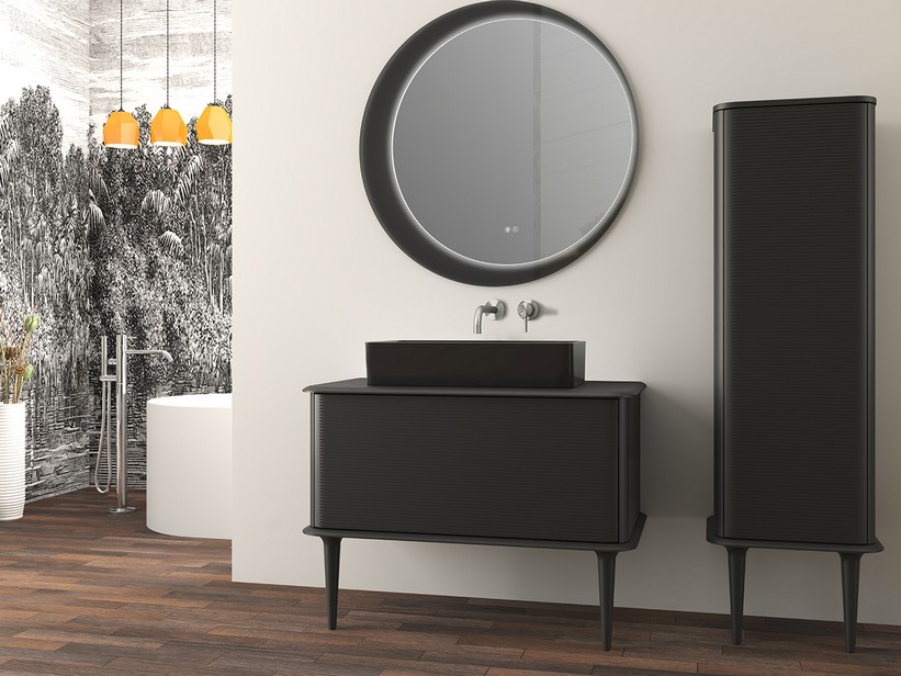 Standbadmöbel ATLAS L98 cm mit 1 Schublade und Platte - Ausführung Schwarz matt | IperCeramica Standbadmöbel ATLAS L98 cm mit 1 Schublade und Platte - Ausführung Schwarz matt | IperCeramica