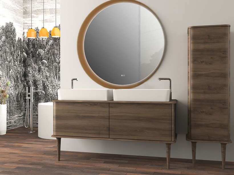 Standbadmöbel ATLAS L144 cm mit 2 Schubladen und Platte - Ausführung Nuss matt | IperCeramica Standbadmöbel ATLAS L144 cm mit 2 Schubladen und Platte - Ausführung Nuss matt | IperCeramica