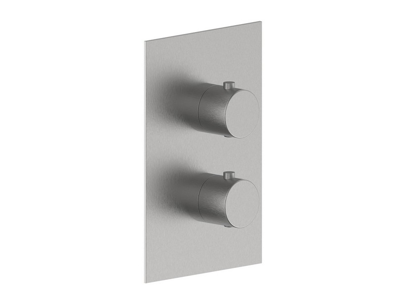 Duscharmatur-Platte unterputz thermostatisch 3 Wege Soulinox aus gebürstetem Edelstahl | IperCeramica