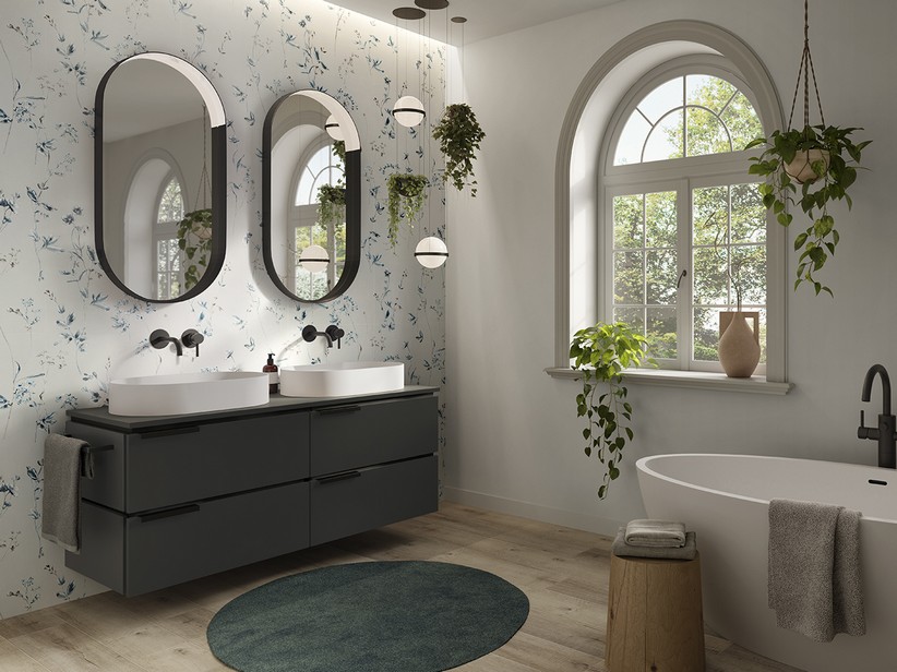 Badmöbel TOUCH 140 cm 4 Schubladen und Top 1,2 cm Phoenix Schwarz Matt | IperCeramica Badmöbel TOUCH 140 cm 4 Schubladen und Top 1,2 cm Phoenix Schwarz Matt | IperCeramica