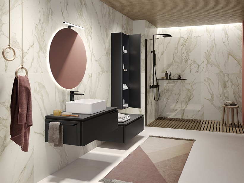 Badmöbel TOUCH 90 cm 1 Schublade und Top 1,2 cm Phoenix Schwarz Matt | IperCeramica Badmöbel TOUCH 90 cm 1 Schublade und Top 1,2 cm Phoenix Schwarz Matt | IperCeramica