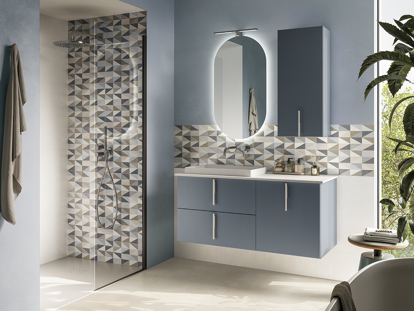 Waschtischunterschrank DESK 70 cm mit 2 Schubladen in mattem Luftblau | IperCeramica Waschtischunterschrank DESK 70 cm mit 2 Schubladen in mattem Luftblau | IperCeramica