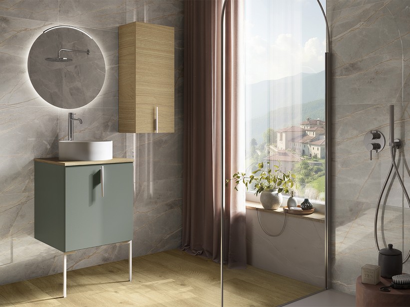 Badezimmer-Hängeschrank DESK 36 cmxH 84 cm Eiche | IperCeramica