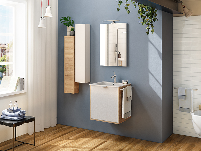 HÄNGE-BADMÖBEL MILU' 50 CM MIT UNITOP-WASCHBECKEN GUSSMARMOR | IperCeramica