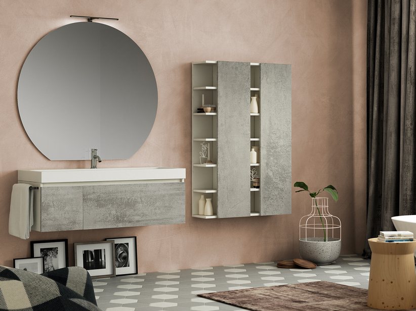 BADMÖBEL QUBO 120 cm BIANCO MATRIX/OXYD GRAU MIT UNITOP WASCHTISCH | IperCeramica BADMÖBEL QUBO 120 cm BIANCO MATRIX/OXYD GRAU MIT UNITOP WASCHTISCH | IperCeramica