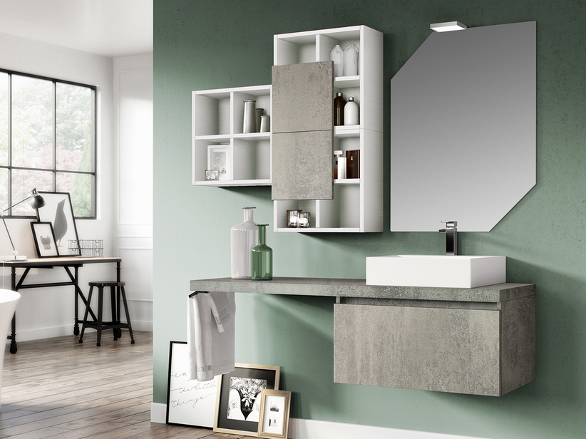 BADMÖBEL QUBO 120 cm MIT EINER SCHUBLADE 70 CM OXID GRAU MIT PLATTE | IperCeramica BADMÖBEL QUBO 120 cm MIT EINER SCHUBLADE 70 CM OXID GRAU MIT PLATTE | IperCeramica