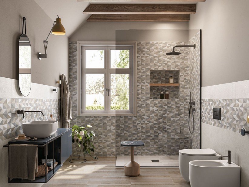Wandfliese Next Deco Taupe 20x45 Dekor geometrisch beige | IperCeramica