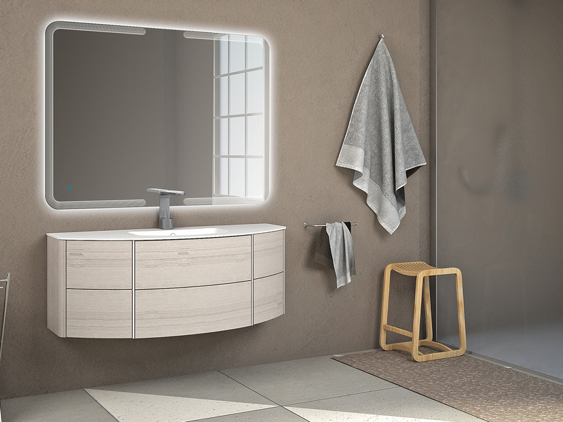 Badmöbel Olas 120cm Unterbau und Waschbecken Eiche gebleicht | IperCeramica