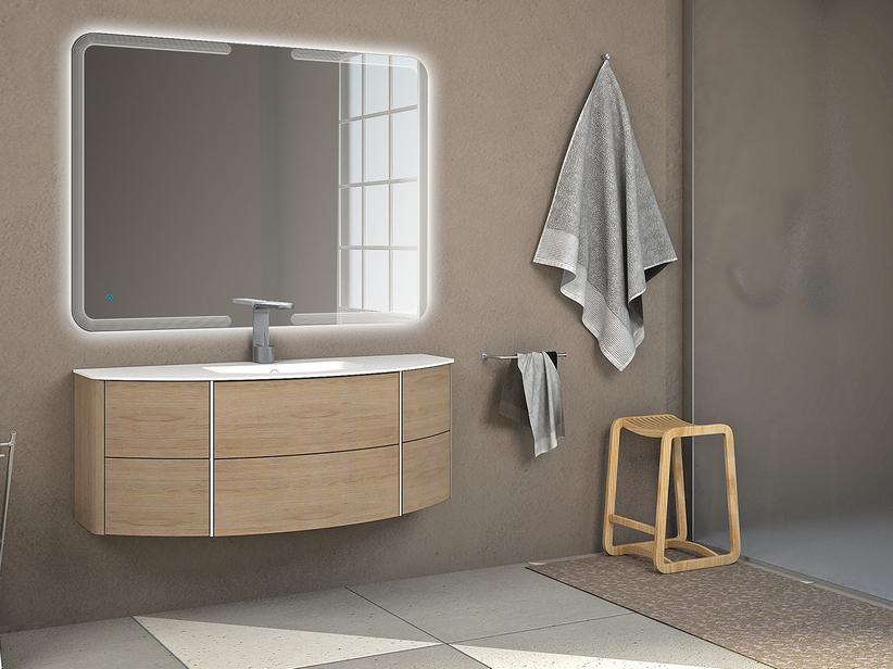Badmöbel Olas 120cm Unterbau und Waschbecken Eiche Tabak | IperCeramica