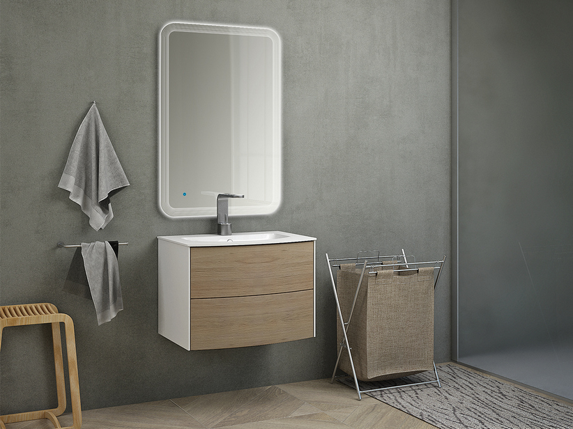 Badmöbel Olas 62cm Unterbau und integriertes Waschbecken Eiche Tabak | IperCeramica