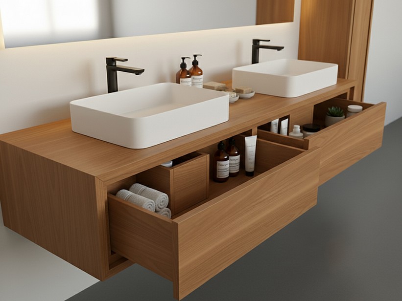 Waschbeckenunterbau Osaka 140 cm Teak | IperCeramica Waschbeckenunterbau Osaka 140 cm Teak | IperCeramica
