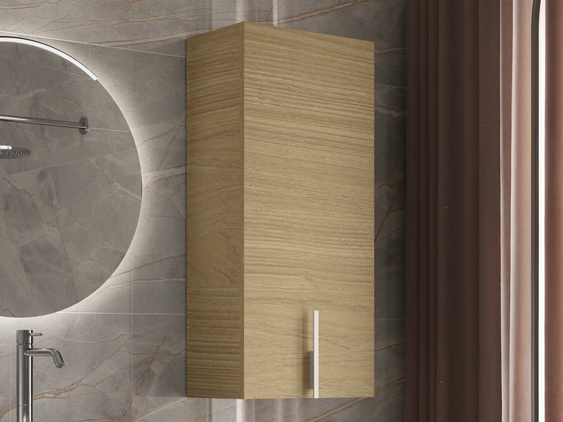Badezimmer-Hängeschrank DESK mit 1 Tür 36xH 84 cm Eiche hell – Griff mattweiß | IperCeramica