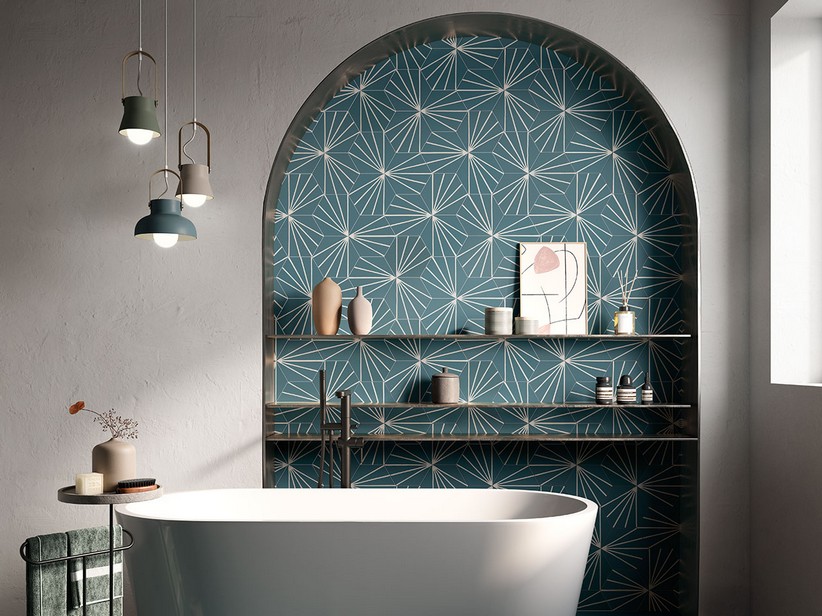 Fliese Six Deco Rabat sechseckig 21x18,2 Dekoriertes Feinsteinzeug | IperCeramica