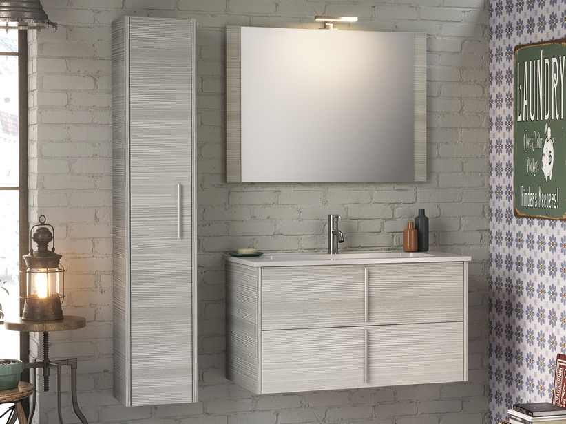 Badmöbel Smile 90 cm Lärche Grau mit Waschbecken Ecoline aus Harz und Spiegel | IperCeramica Badmöbel Smile 90 cm Lärche Grau mit Waschbecken Ecoline aus Harz und Spiegel | IperCeramica